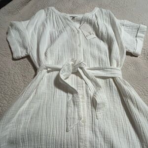 Wonderly Cotton Gauze dress. White. L